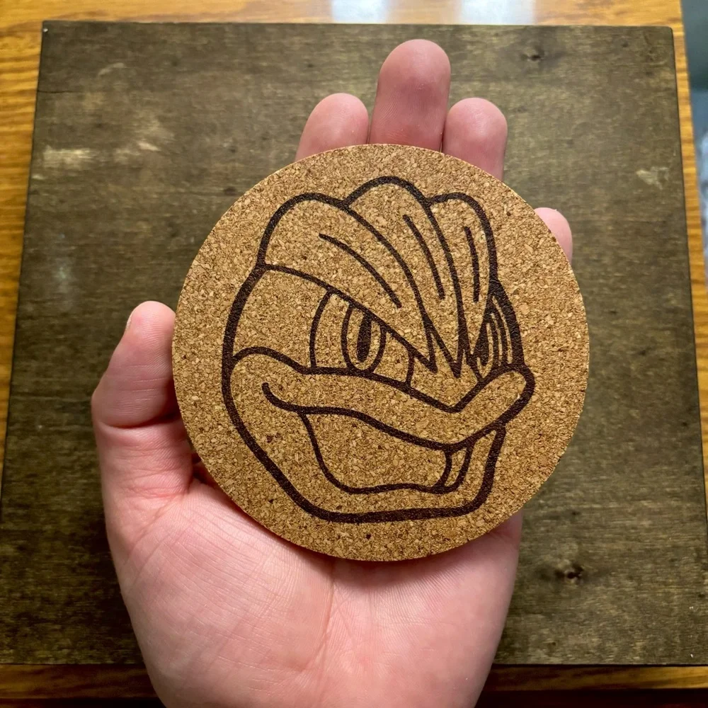 Pokemon Machamp Face Laser Engraved Cork Coaster